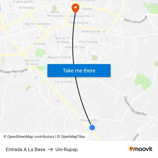Entrada A La Base to Uni-Rupap map