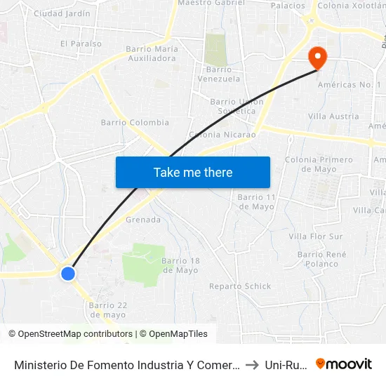 Ministerio De Fomento Industria Y Comercio (Mific) to Uni-Rupap map
