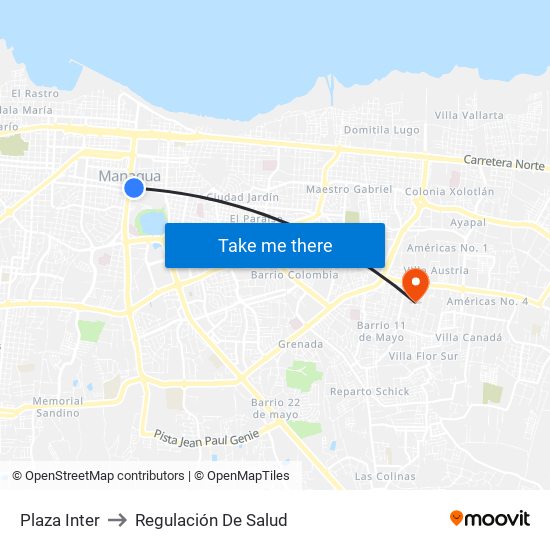 Plaza Inter to Regulación De Salud map