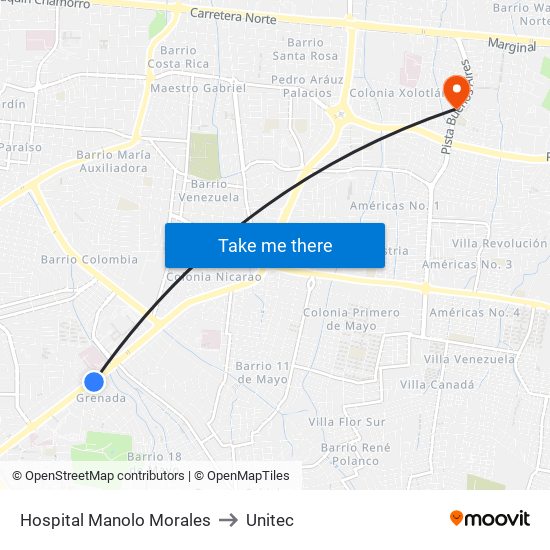 Hospital Manolo Morales to Unitec map