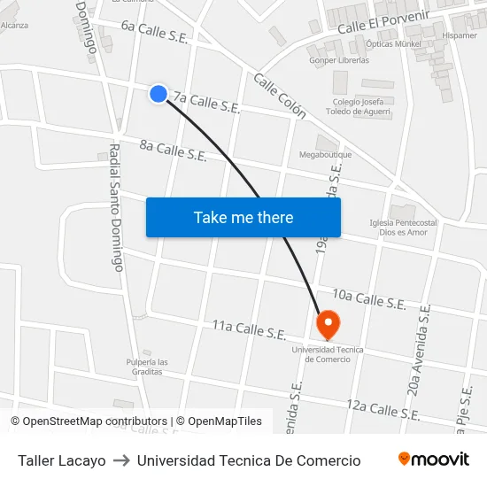 Taller Lacayo to Universidad Tecnica De Comercio map