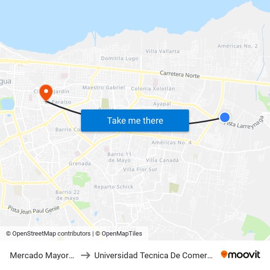 Mercado Mayoreo to Universidad Tecnica De Comercio map