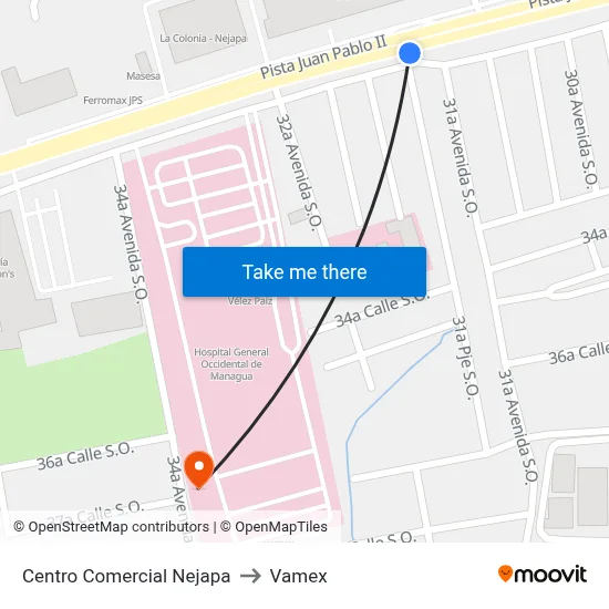 Centro Comercial Nejapa to Vamex map