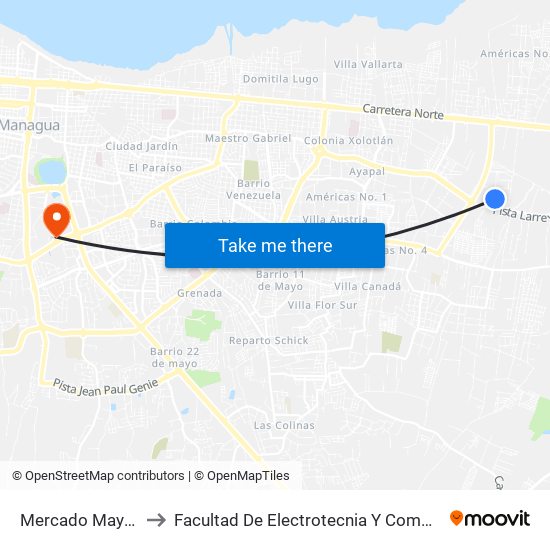 Mercado Mayoreo to Facultad De Electrotecnia Y Computación map