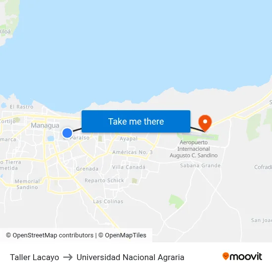 Taller Lacayo to Universidad Nacional Agraria map