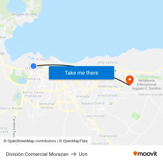 División  Comercial Morazan to Ucn map