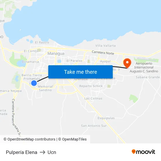 Pulpería Elena to Ucn map