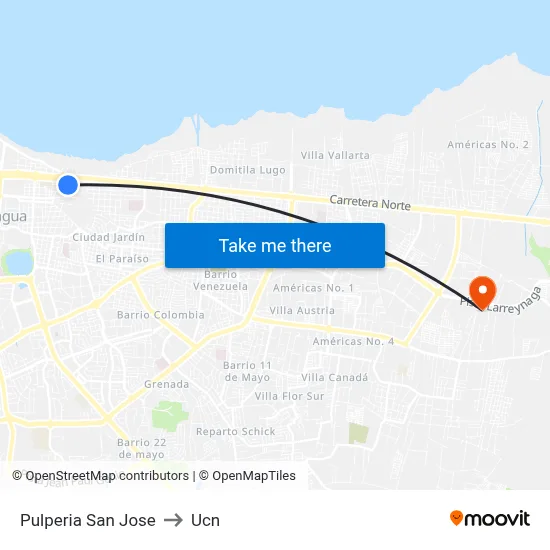 Pulperia San Jose to Ucn map