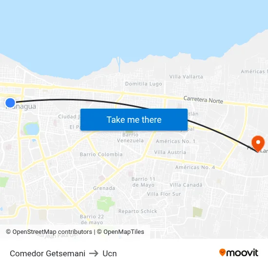 Comedor Getsemani to Ucn map