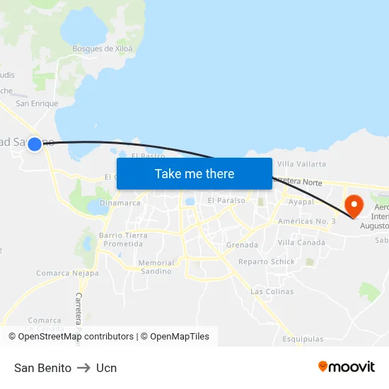 San Benito to Ucn map