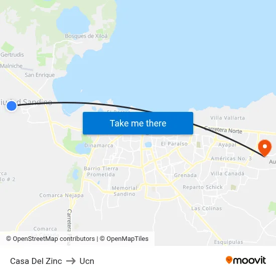 Casa Del Zinc to Ucn map