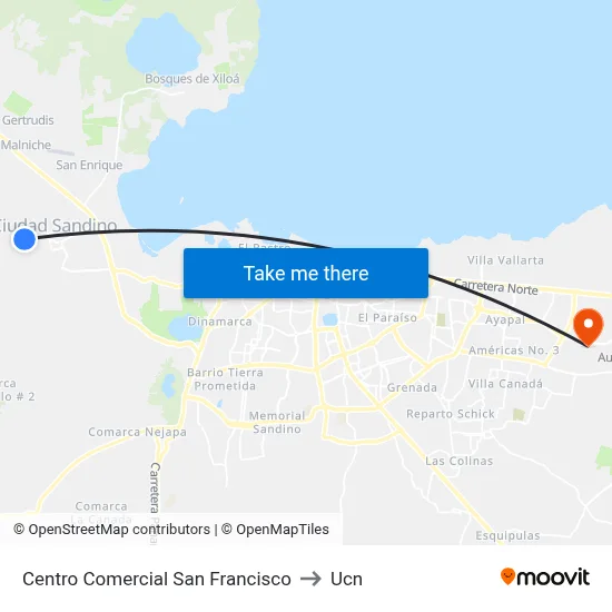 Centro Comercial San Francisco to Ucn map