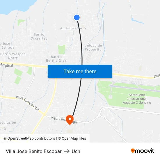 Villa Jose Benito Escobar to Ucn map