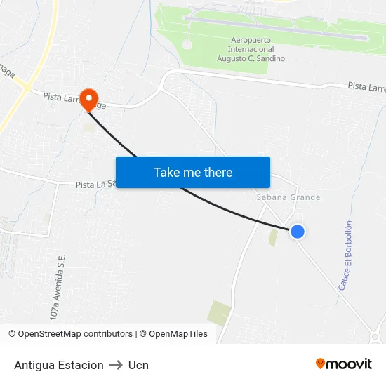 Antigua Estacion to Ucn map