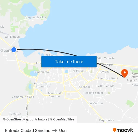 Entrada Ciudad Sandino to Ucn map