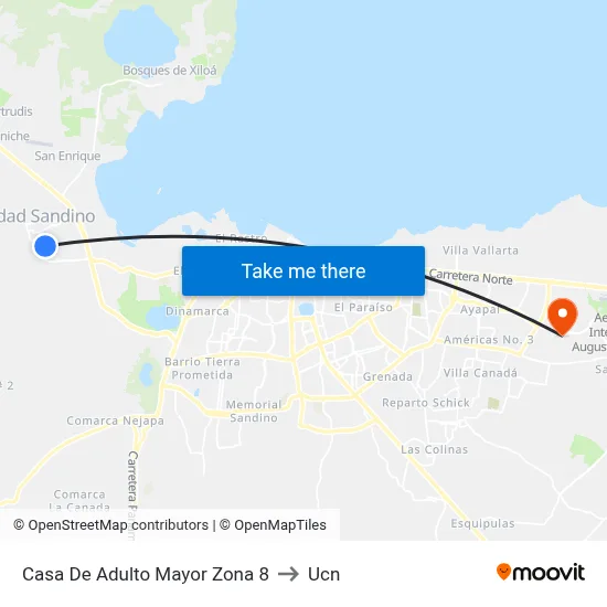 Casa De Adulto Mayor Zona 8 to Ucn map