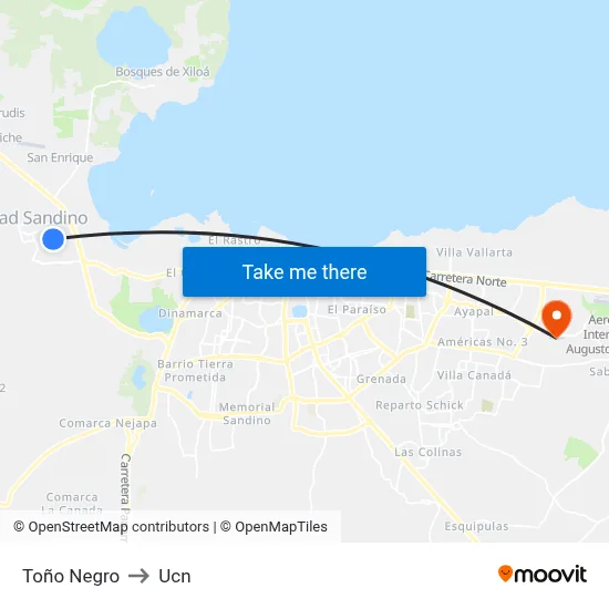 Toño Negro to Ucn map