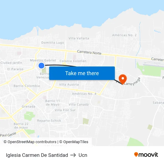 Iglesia Carmen De Santidad to Ucn map