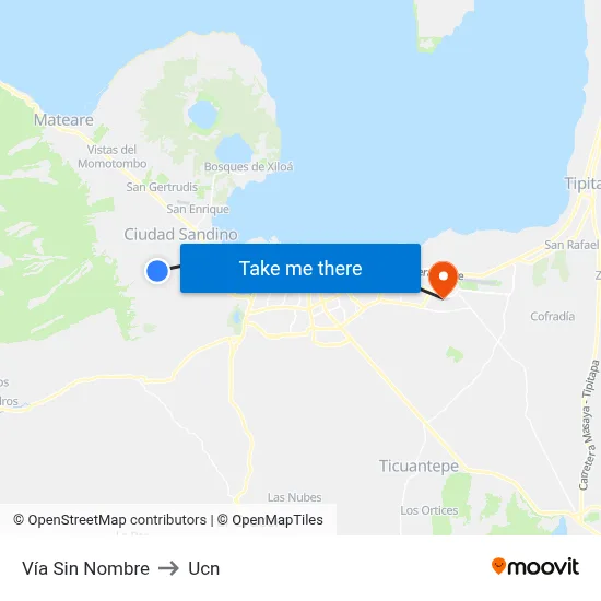 Vía Sin Nombre to Ucn map