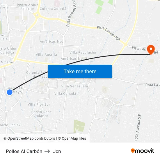 Pollos Al Carbón to Ucn map