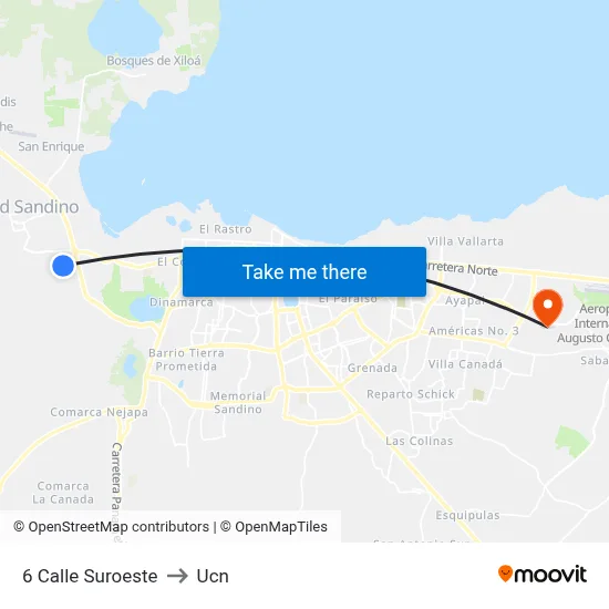 6 Calle Suroeste to Ucn map