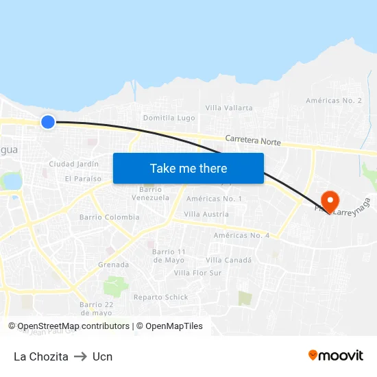 La Chozita to Ucn map