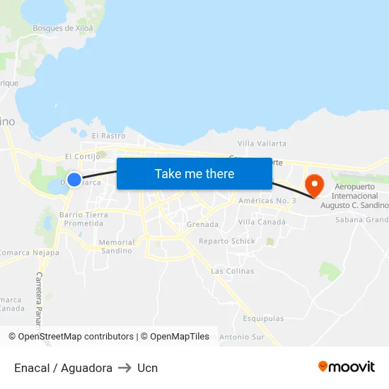 Enacal / Aguadora to Ucn map