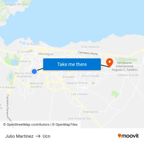 Julio Martínez to Ucn map