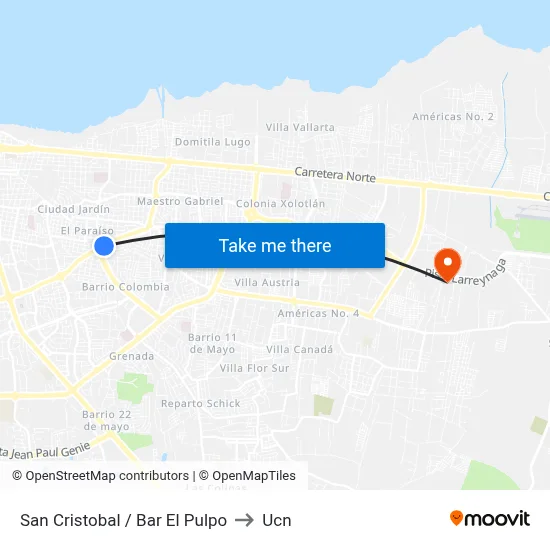 San Cristobal / Bar El Pulpo to Ucn map