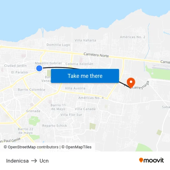 Indenicsa to Ucn map