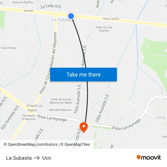 La Subasta to Ucn map
