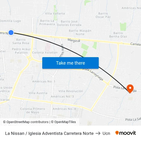 La Nissan / Iglesia Adventista Carretera Norte to Ucn map