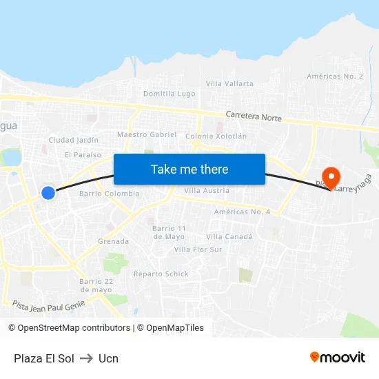 Plaza El Sol to Ucn map