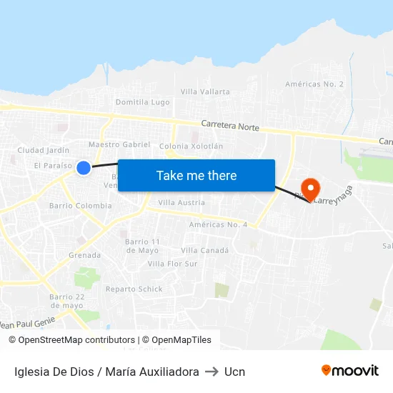 Iglesia De Dios / María Auxiliadora to Ucn map