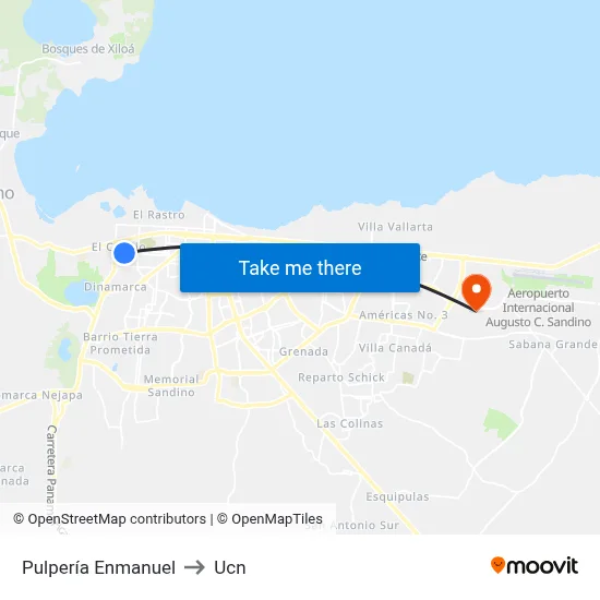Pulpería Enmanuel to Ucn map
