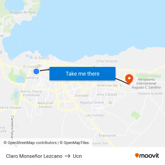 Claro Monseñor Lezcano to Ucn map