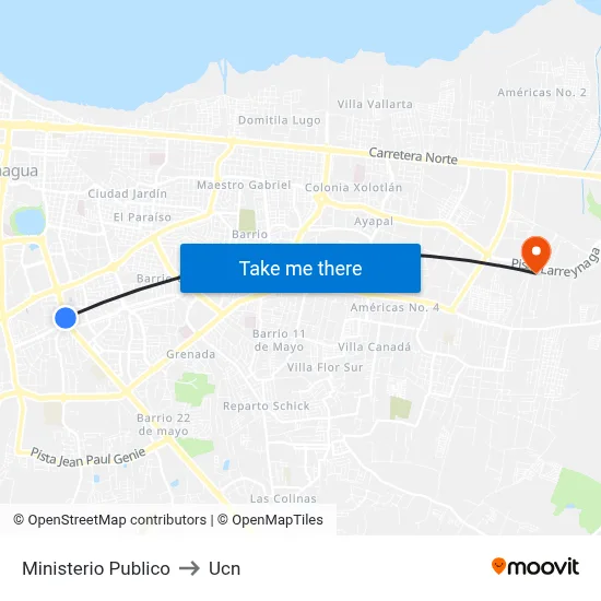 Ministerio Publico to Ucn map