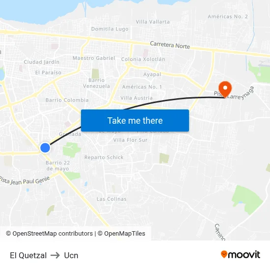 El Quetzal to Ucn map
