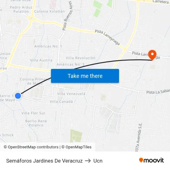 Semáforos Jardines De Veracruz to Ucn map