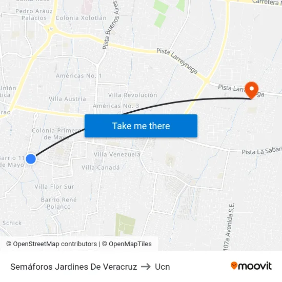 Semáforos Jardines De Veracruz to Ucn map