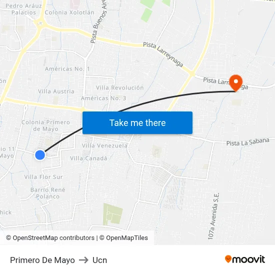 Primero De Mayo to Ucn map