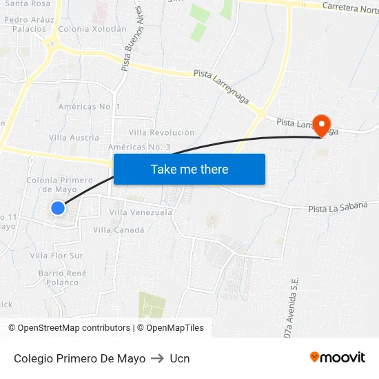 Colegio Primero De Mayo to Ucn map