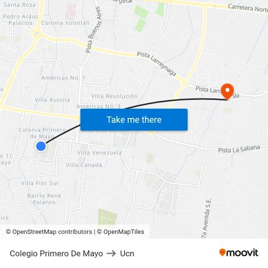 Colegio Primero De Mayo to Ucn map