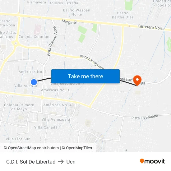 C.D.I. Sol De Libertad to Ucn map