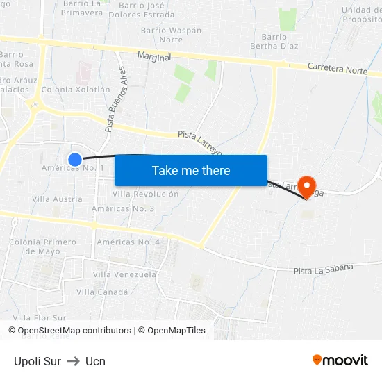 Upoli Sur to Ucn map