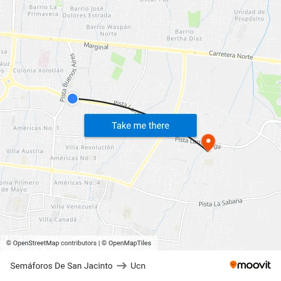 Semáforos De San Jacinto to Ucn map