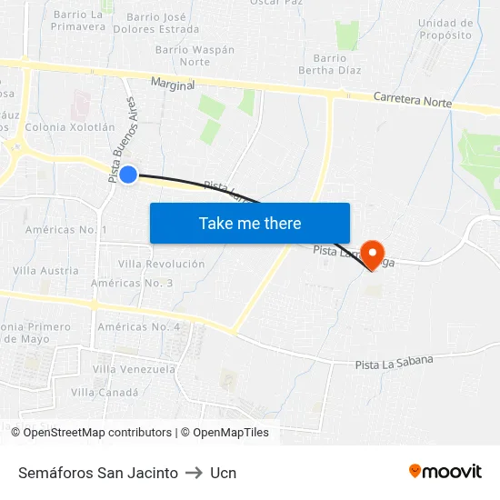 Semáforos San Jacinto to Ucn map