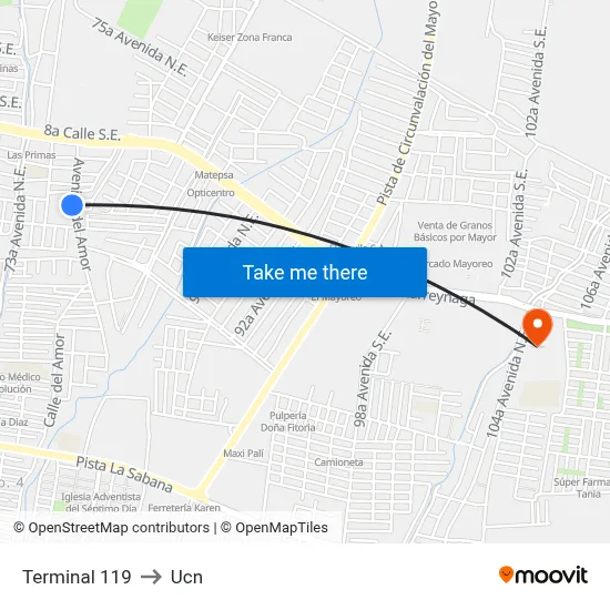 Terminal 119 to Ucn map