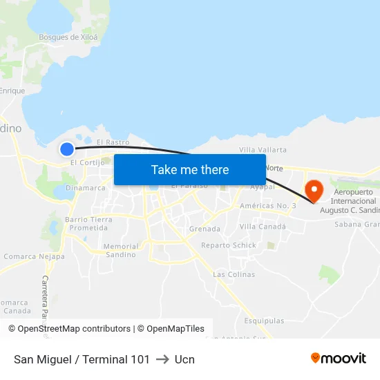 San Miguel / Terminal 101 to Ucn map