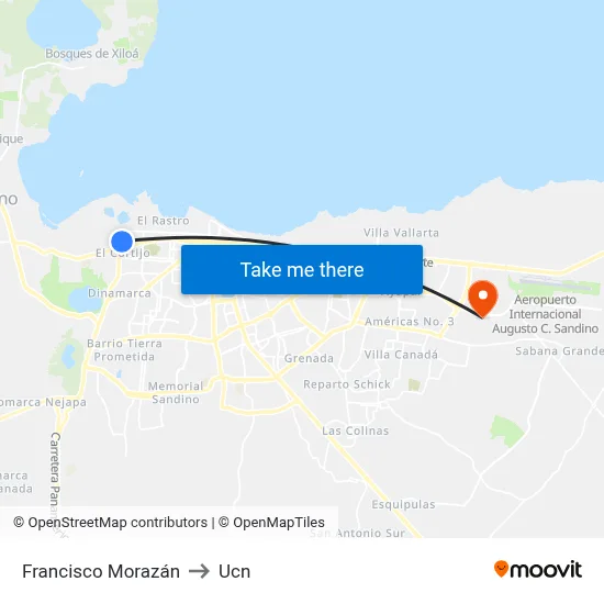 Francisco Morazán to Ucn map